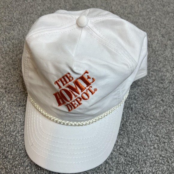 Home Depot Hat Cap Snap Back White Embroidered Promo Advertising Mens Adjustable - Picture 2 of 7